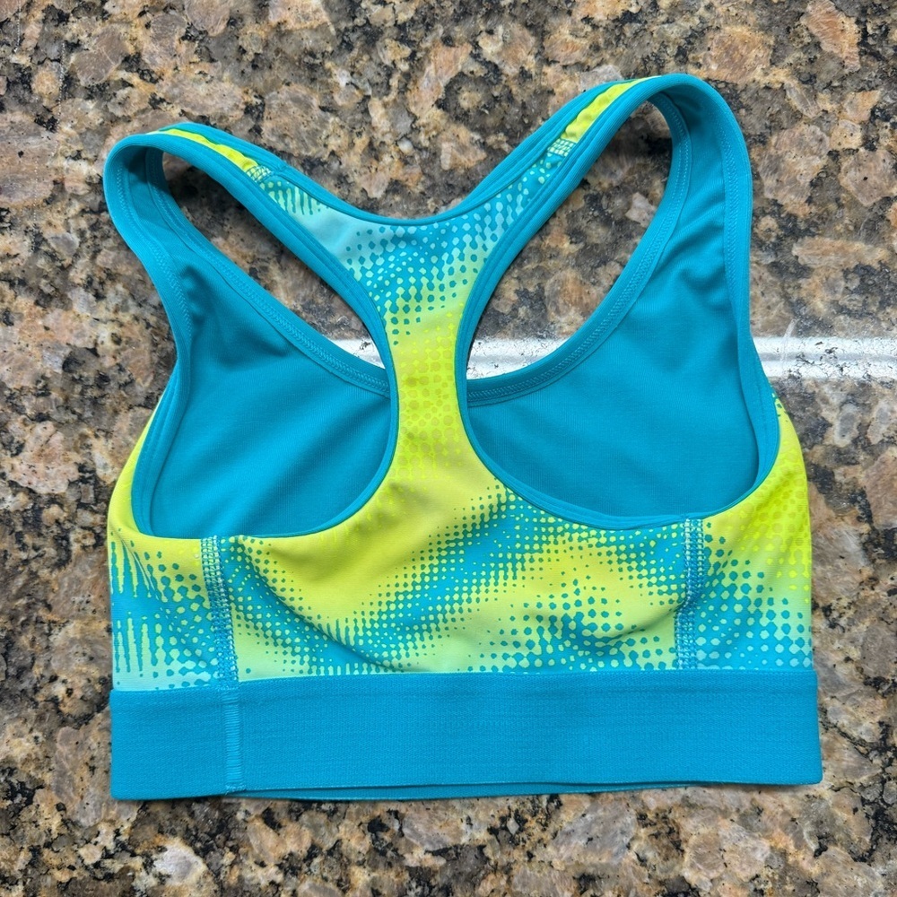 Champion Girls XS Medium Support Sports Bra Blue Yellow Racerback Athletic - Picture 2 of 3